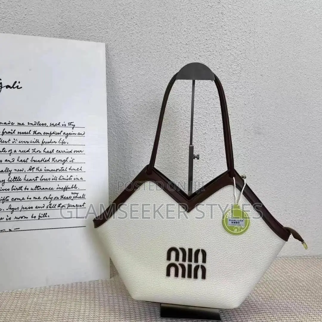 Elegant Brown White Mini Tote Handbag