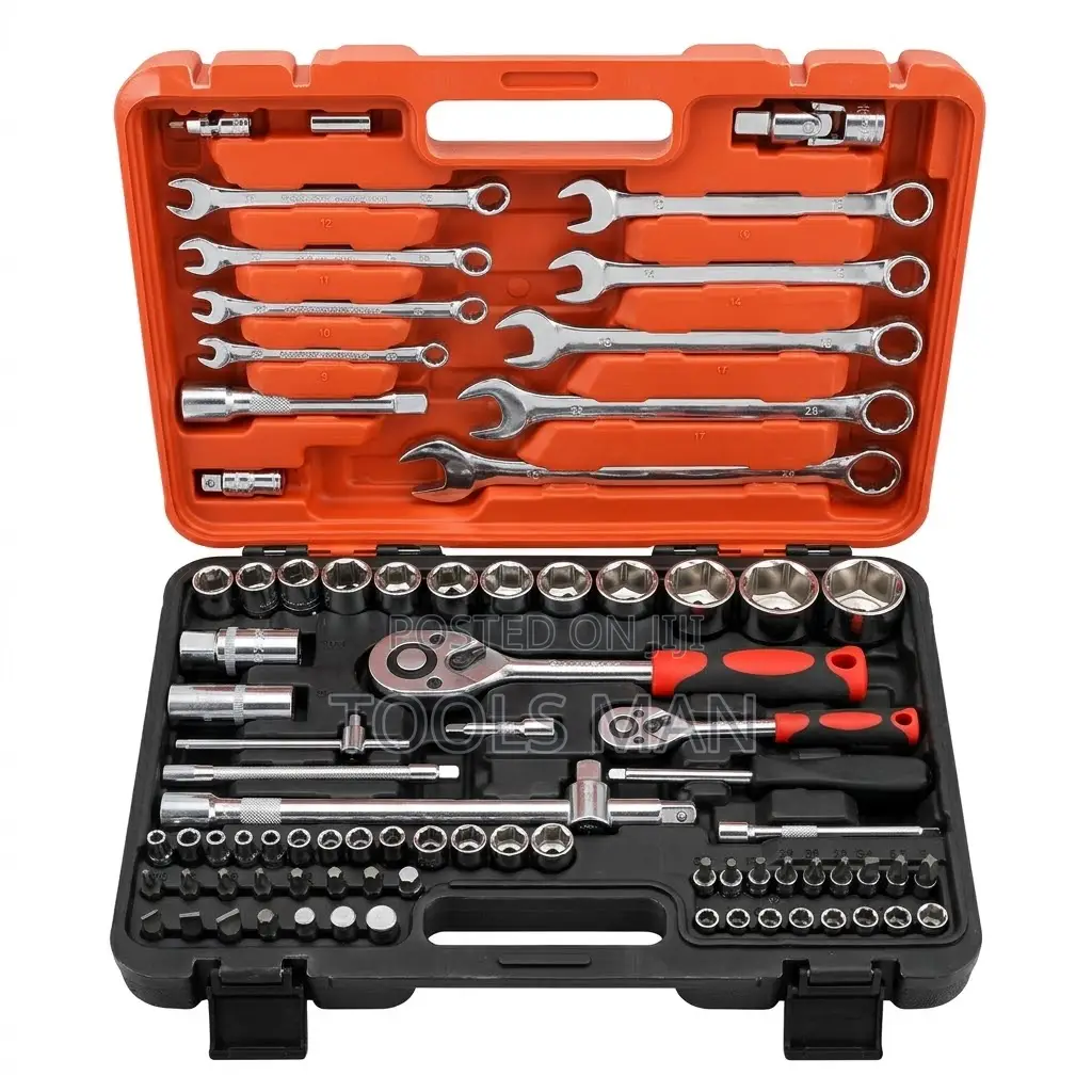 82 PCS Chrome Vanadium Steel Mechanic Socket Wrench Tool Box Kit