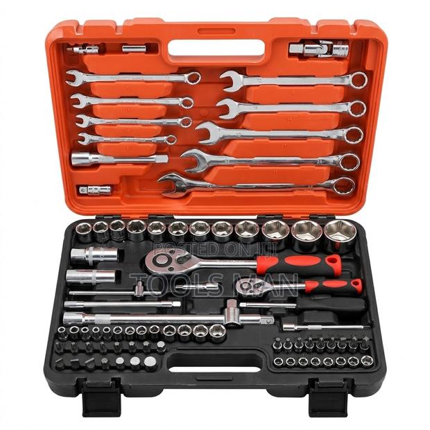 82 PCS Chrome Vanadium Steel Mechanic Socket Wrench Tool Box Kit