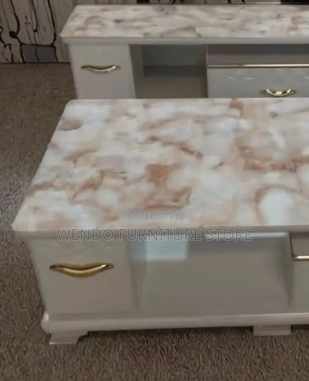 Coffee Table; Marble Coffee Table With Storage