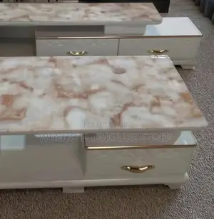 Coffee Table; Marble Coffee Table With Storage