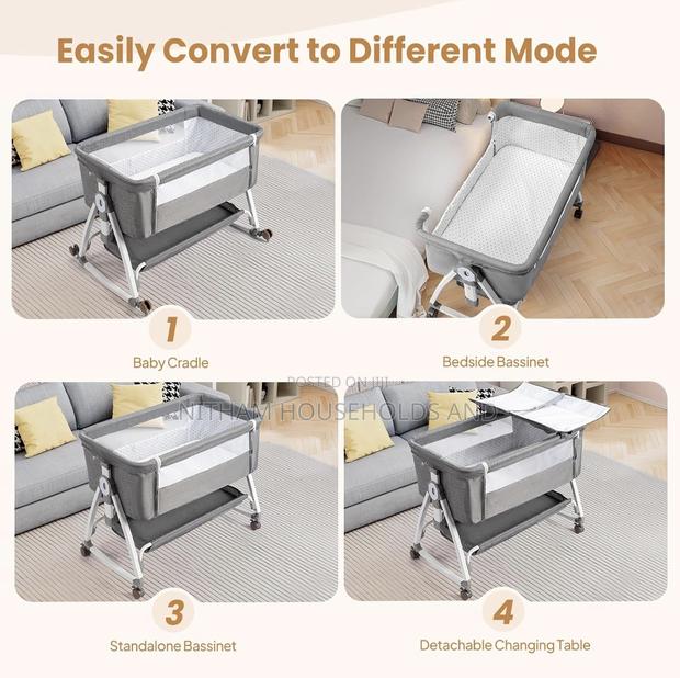 Baby Co-Sleeper Bed/ Crib With a Changing Mat- Blue - thumbnail 2