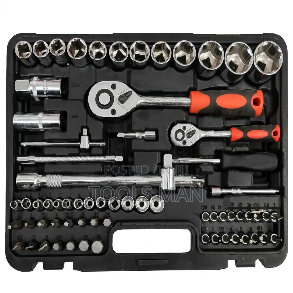 82 PCS Chrome Vanadium Steel Mechanic Socket Wrench Tool Box Kit