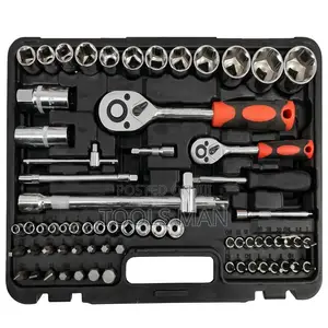 82 PCS Chrome Vanadium Steel Mechanic Socket Wrench Tool Box Kit