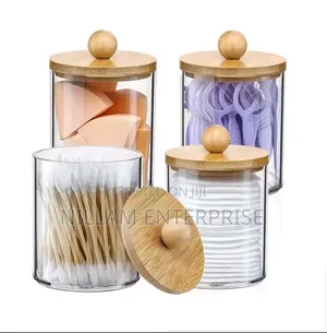 Swab Container With Bamboo Lid.