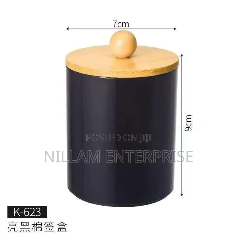 Swab Container With Bamboo Lid.