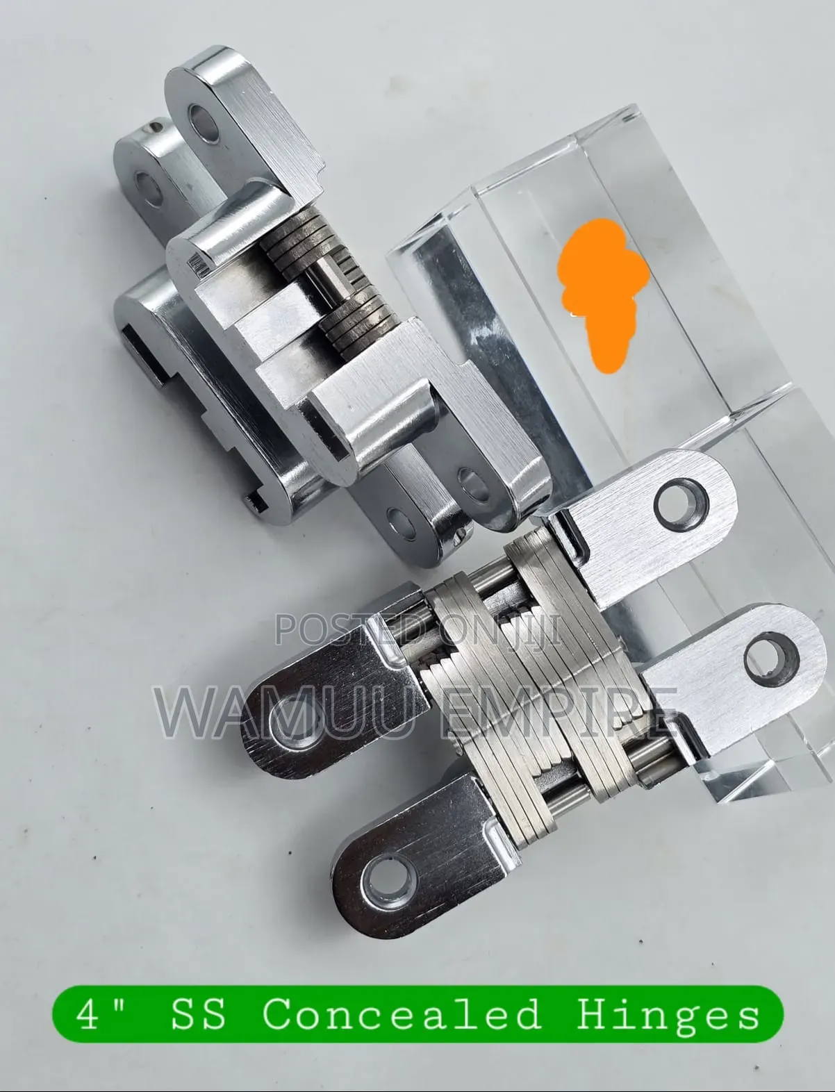 4-Inch Stainless Steel Concealed, or Hidden, Hinges.