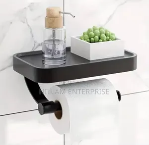 Stainless Steel Toilet Paper Holder With Phone Shelf