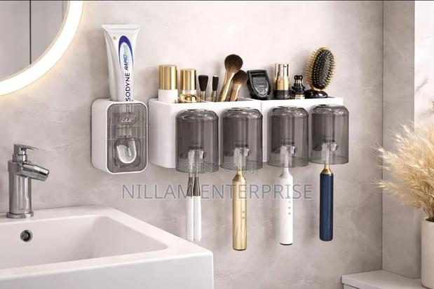 Toothbrush Holder /Toothpaste Dispenser With 4 Cups*