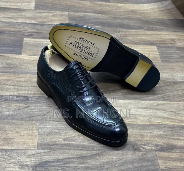 Size 40 - 46 Textured Croco-Embossed Finish J Foster Black Derby Shoes