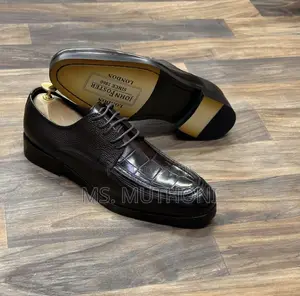Size 40 - 46 Textured Croco-Embossed Finish J Foster Black Derby Shoes