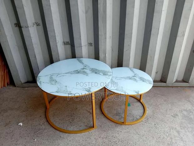 Marble Nesting Coffee Table (Glass Effect) White