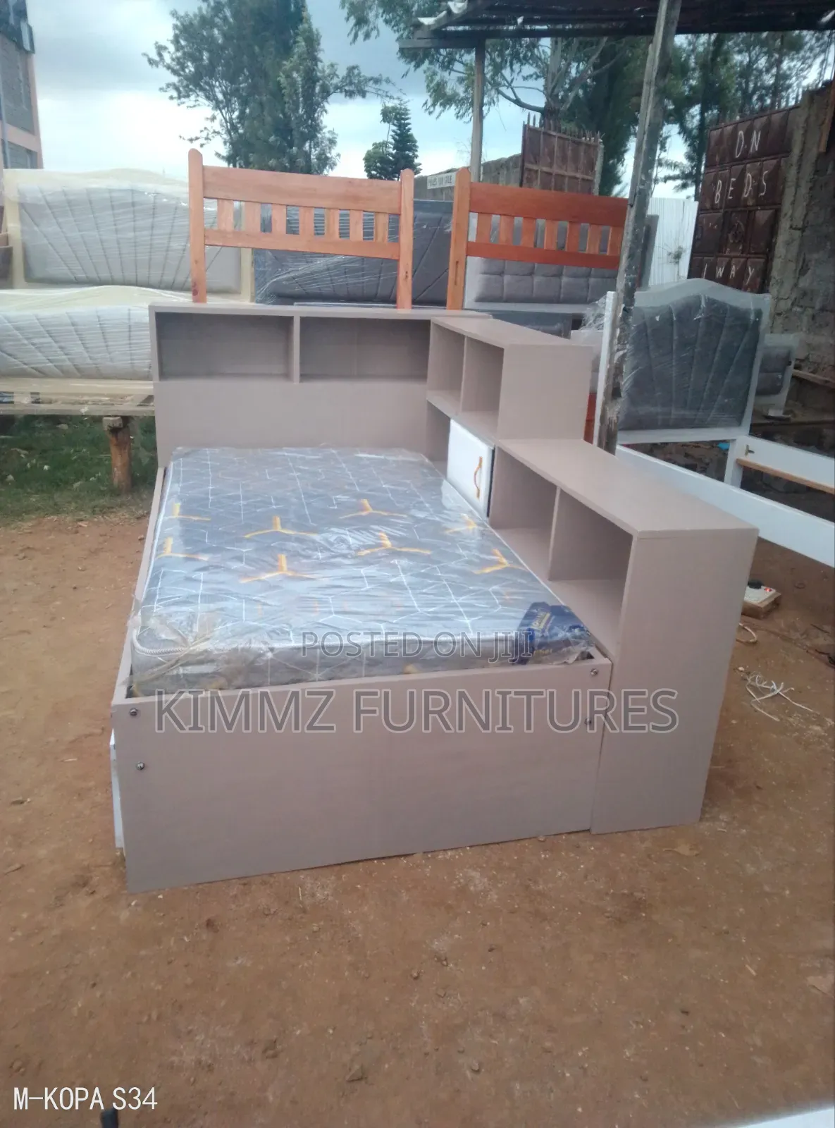 3x6 Modern Bed With Shelves and Under Bed Storage