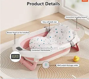 Baby Bath Station With Foldable Baby Basin Temperature Sensor and Bath