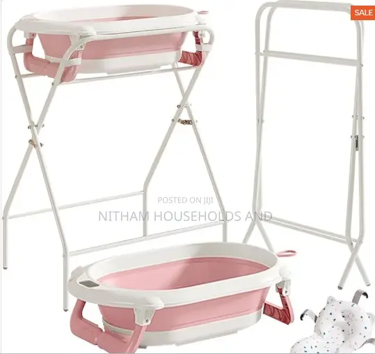 Baby Bath Station With Foldable Baby Basin Temperature Sensor and Bath