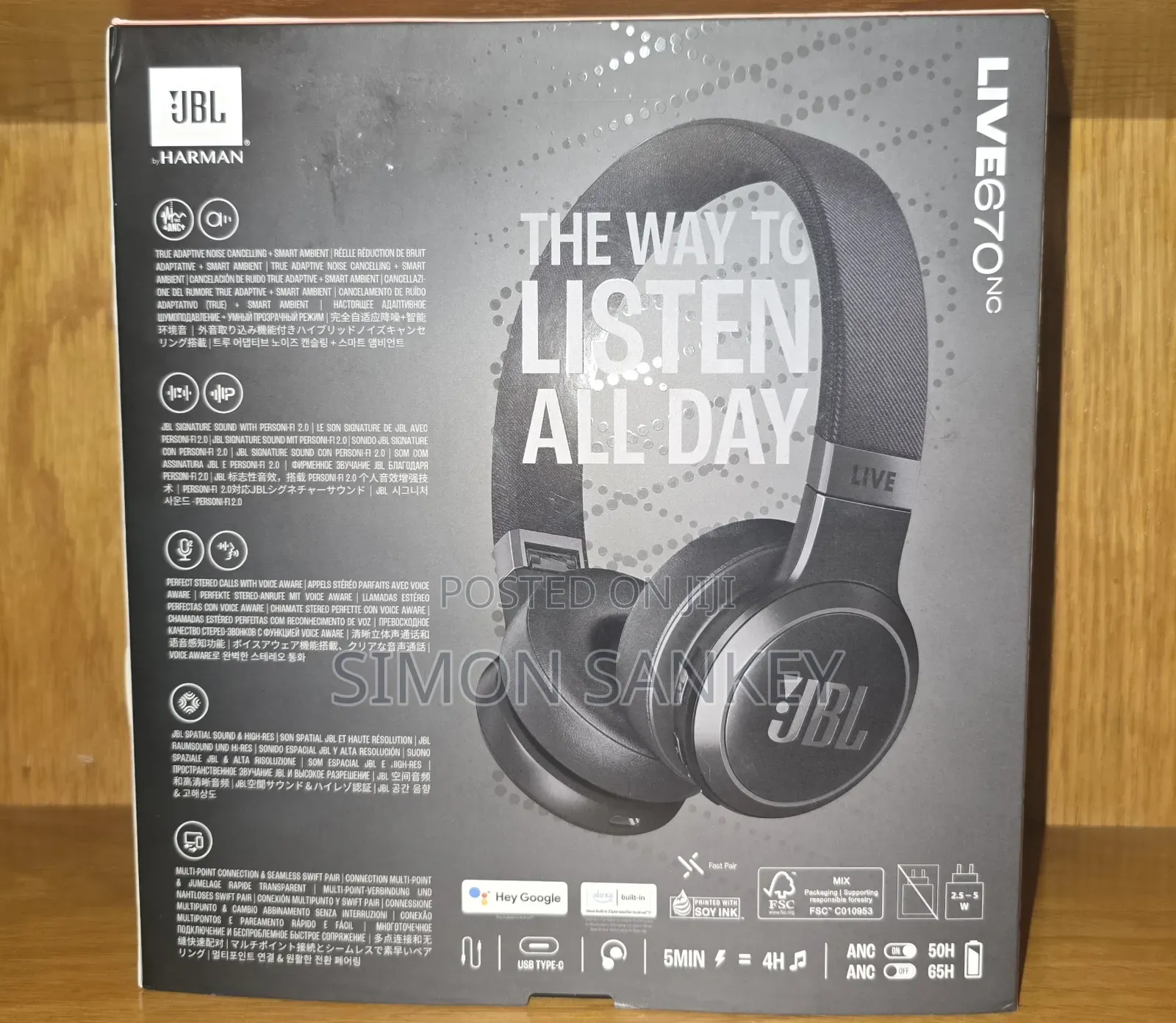 JBL Live 670nc Noise-Cancelling on-Ear Wireless Headphone
