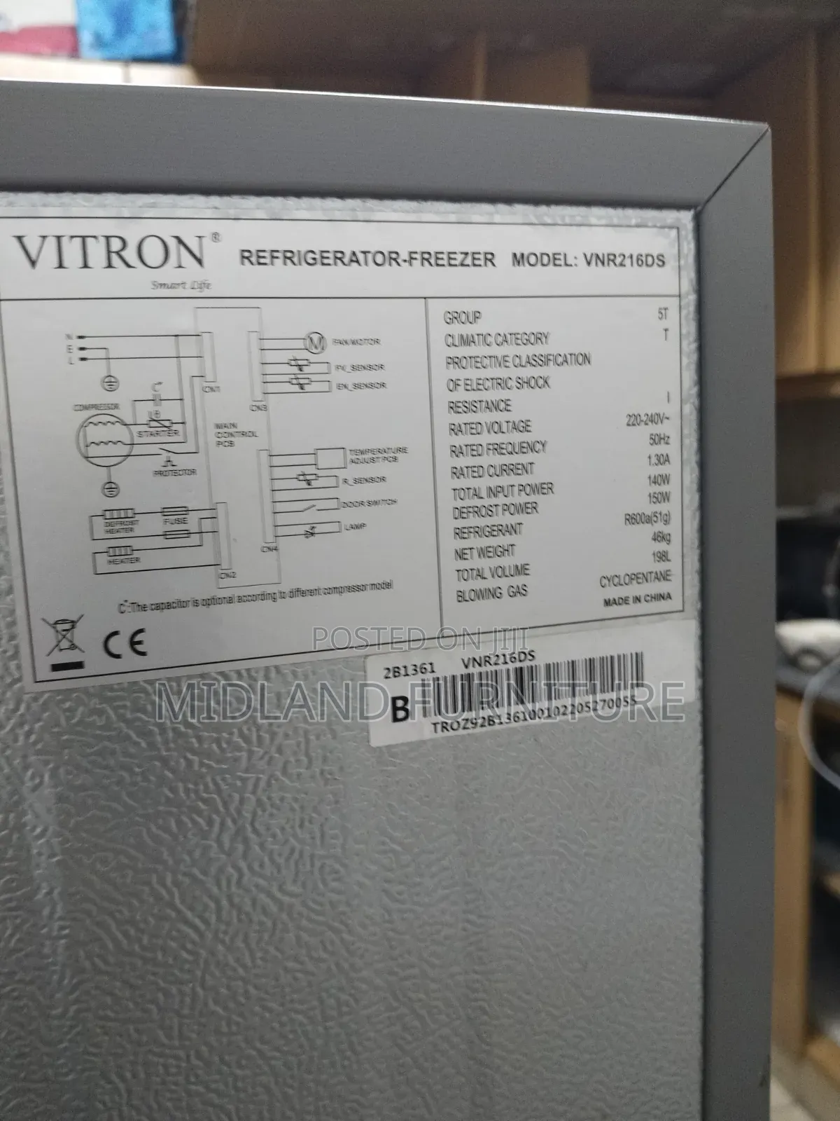 Vitron 198l, No Frost Double Door Fridge