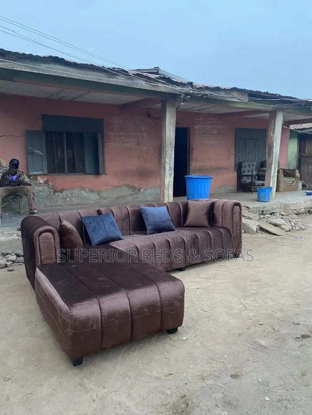 5-Seater Chocolate-Brown Corner Sofa