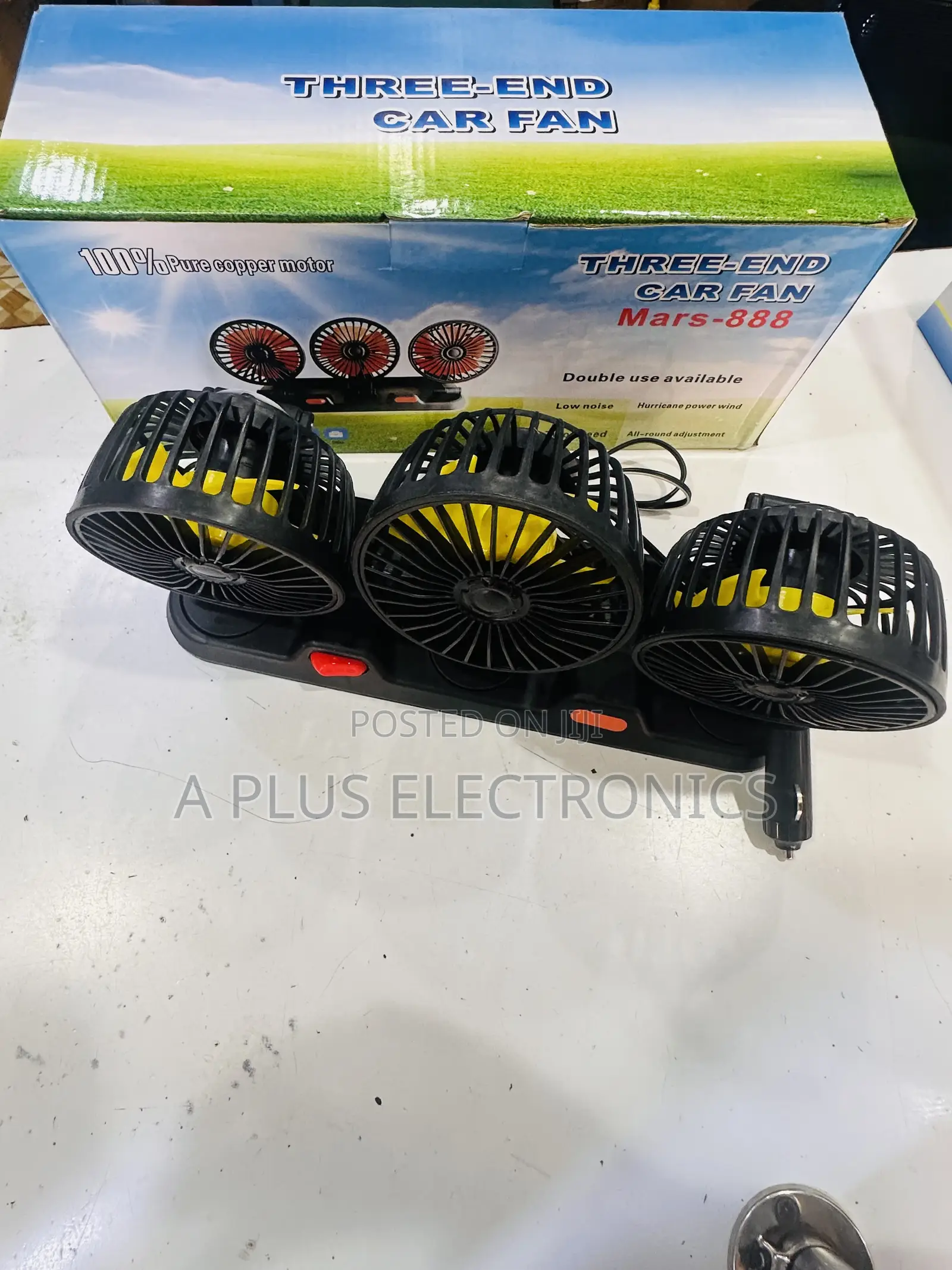 Triple Car Fan 888 3-Speed Cooling Portable Car Fan