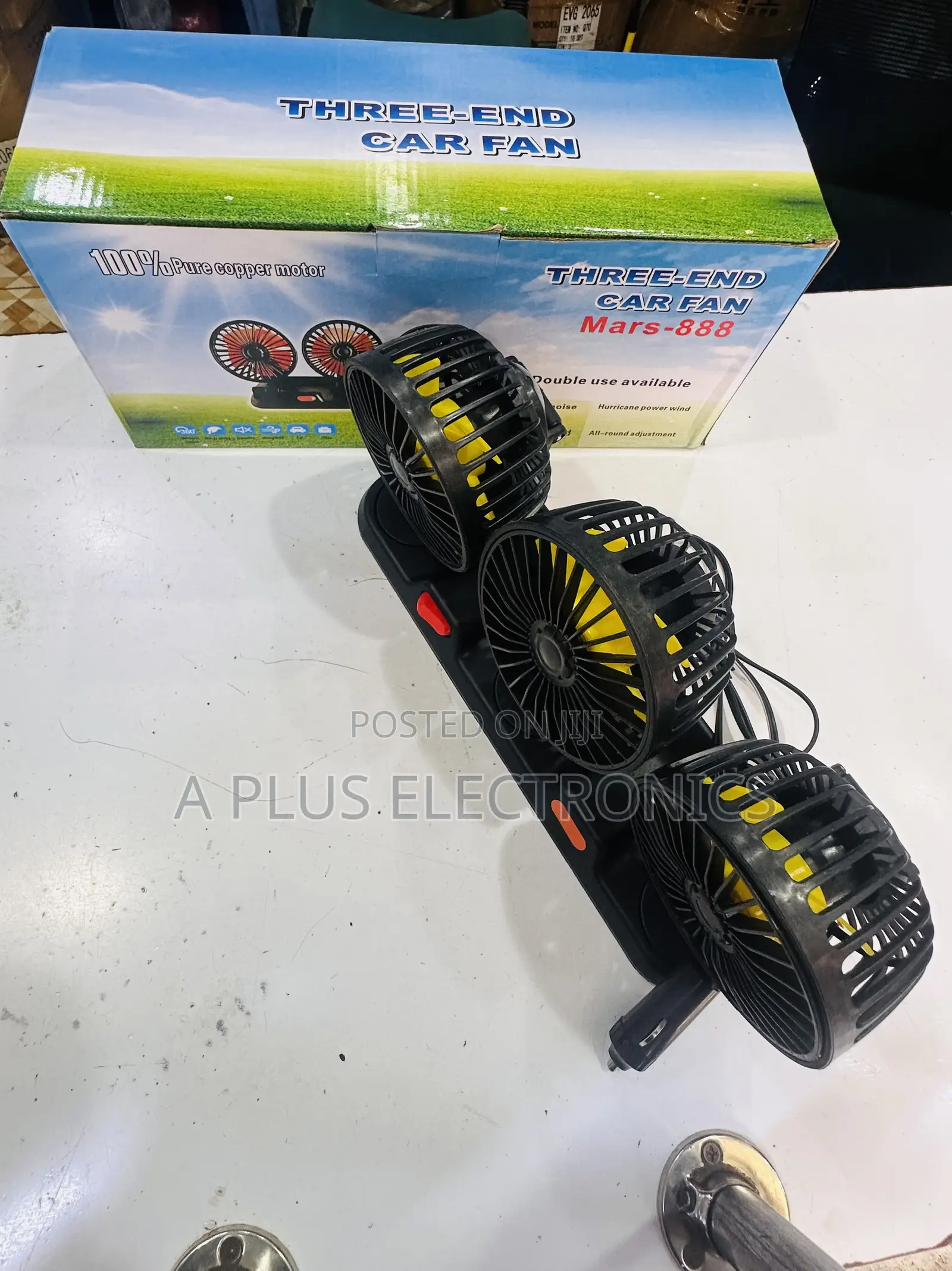 Triple Car Fan 888 3-Speed Cooling Portable Car Fan