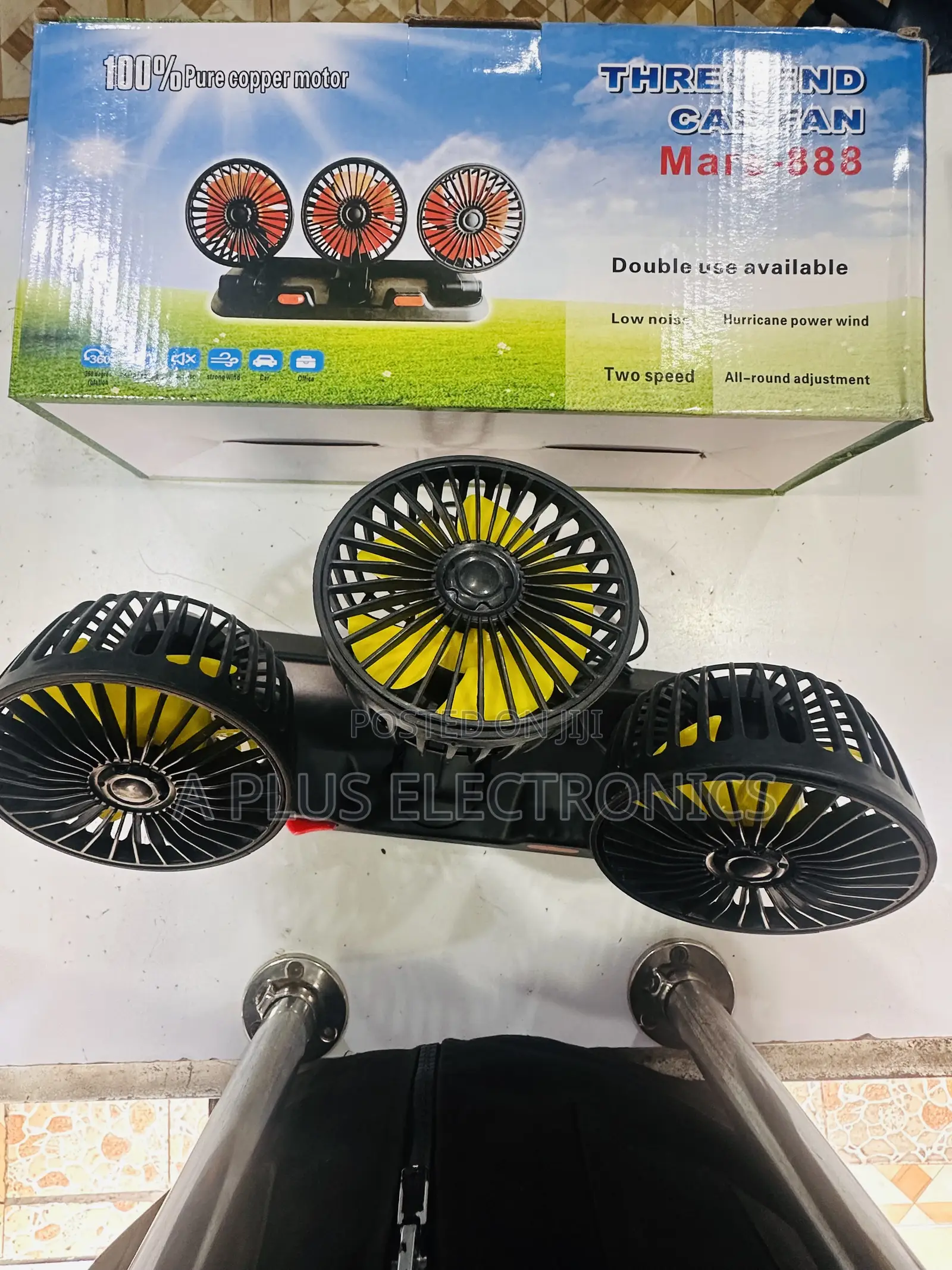 Triple Car Fan 888 High Power Dual/Triple Head Car Cooling Fan