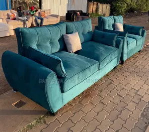 Teal Velvet 3+2 Sofa Set