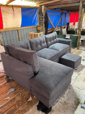 Grey L Shape Sofa 5 Seater