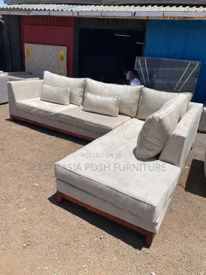 Large Grey L-Shape Sofa 6 Seater Sofa