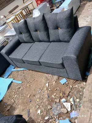Plain Bottoned Pillowed Three Seater for Sale