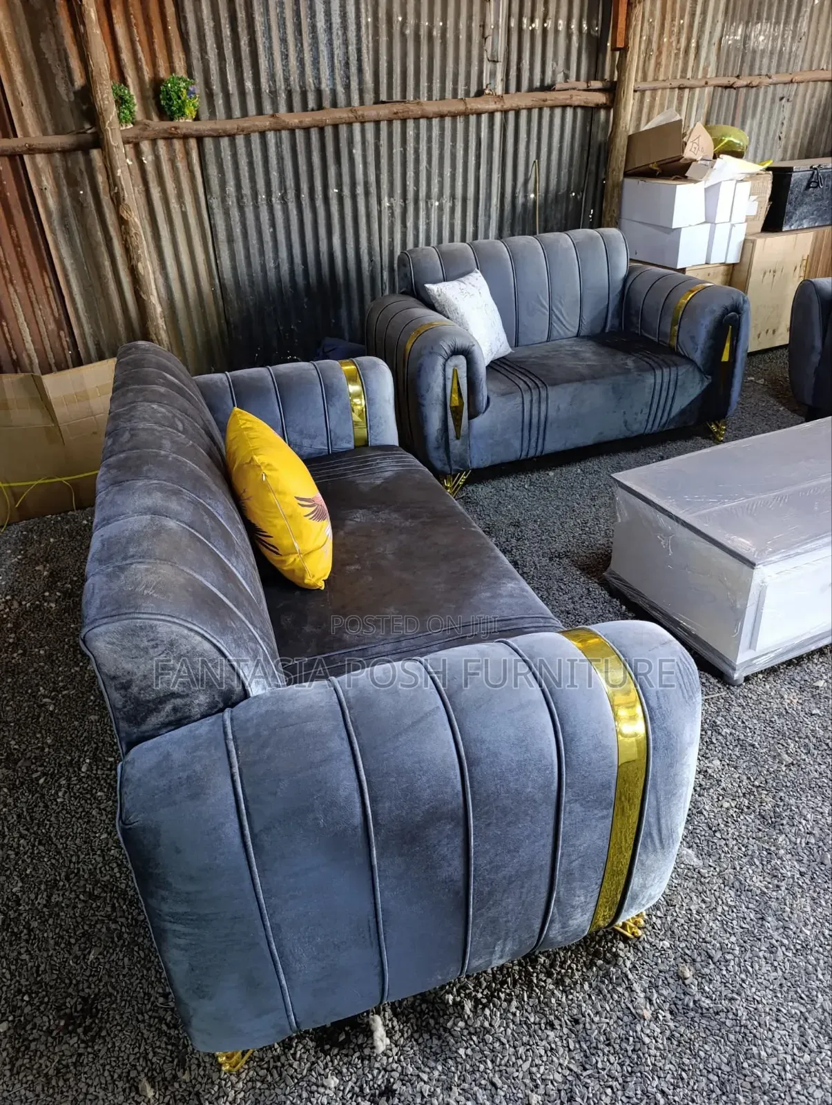 Golden Trim 3 Seater Sofa