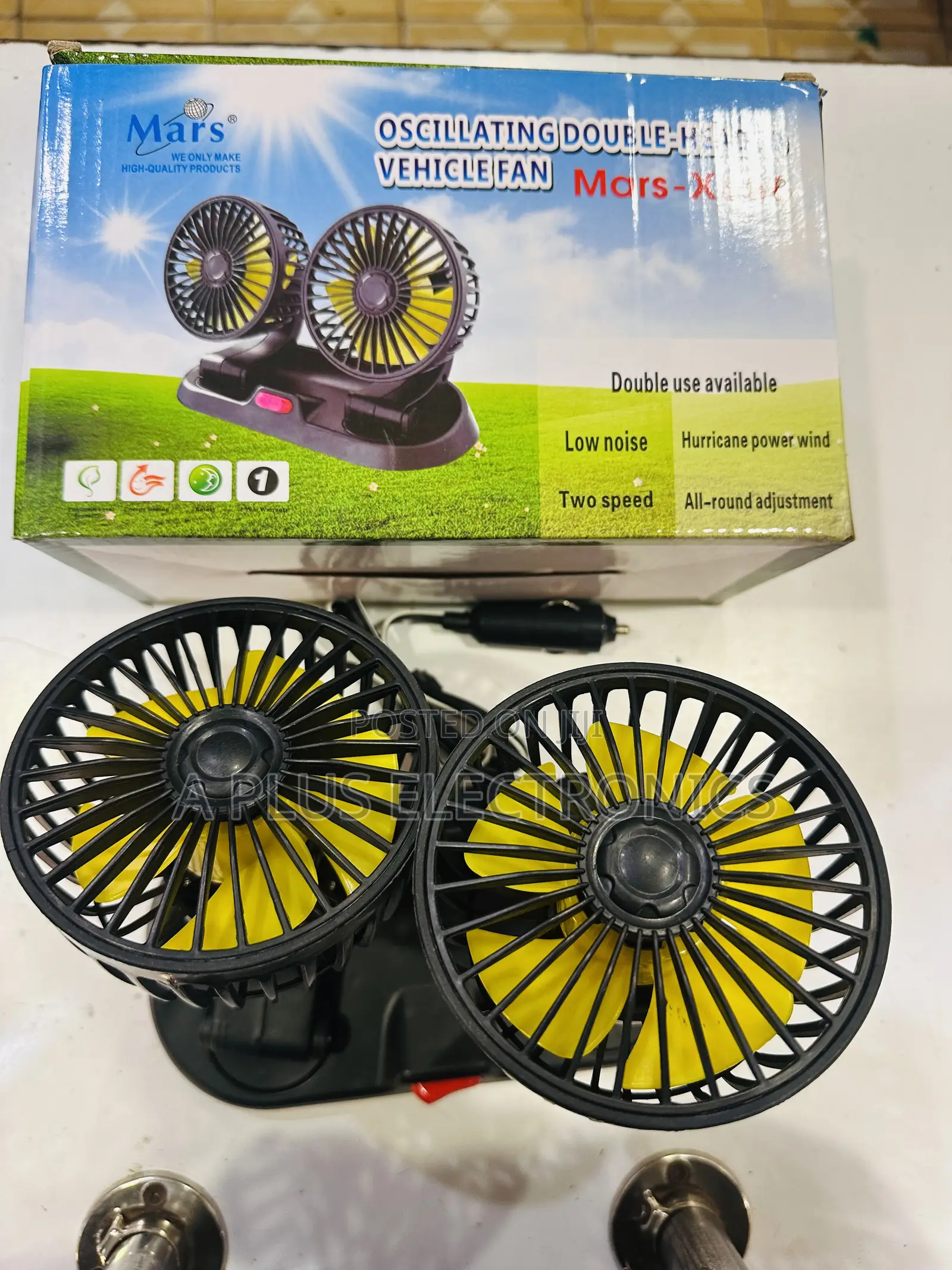 Dual Car Fan X666 High Speed Double Head Auto Cooling System