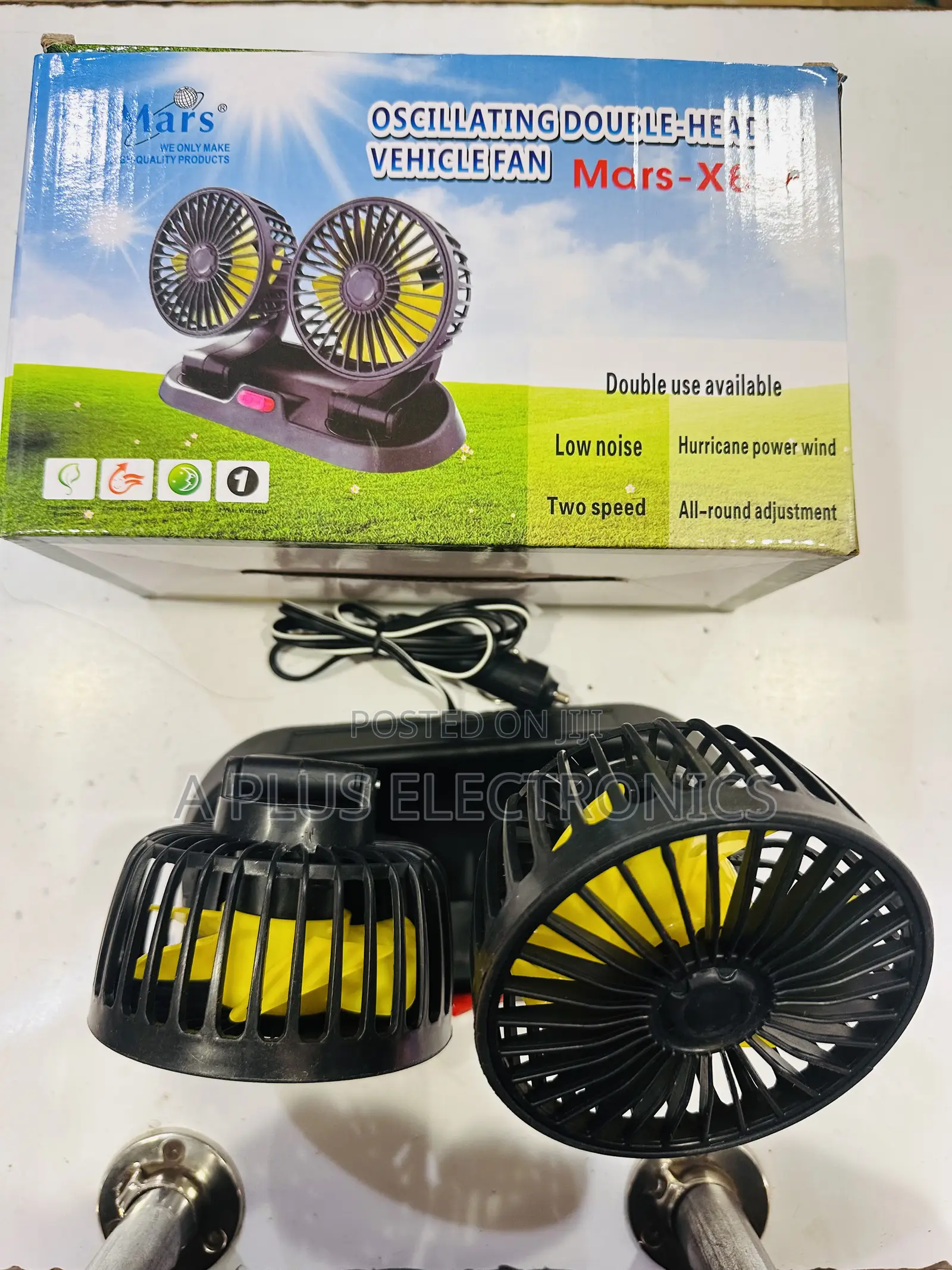 Dual Car Fan X666 Clip on Dashboard Dual Cooling Fan for Cars