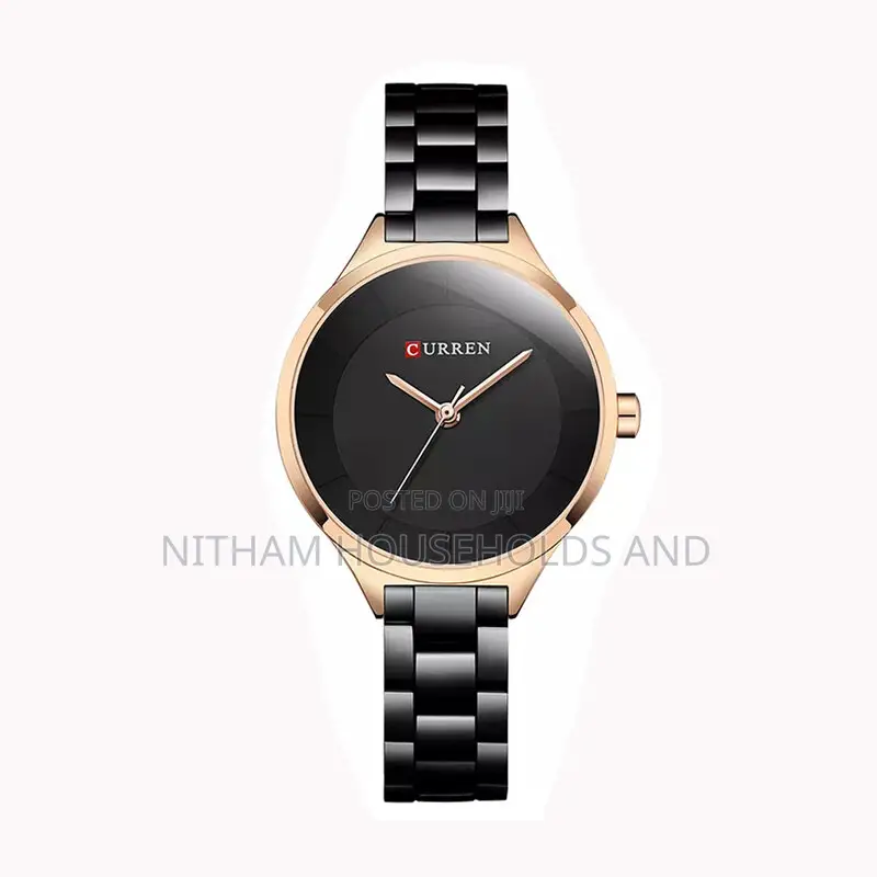 Curren 9015 Gold Black Stainless Steel Watch for Women