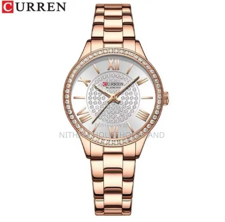 Curren 9084 Rose Dial Stainless Steel Watch for Women