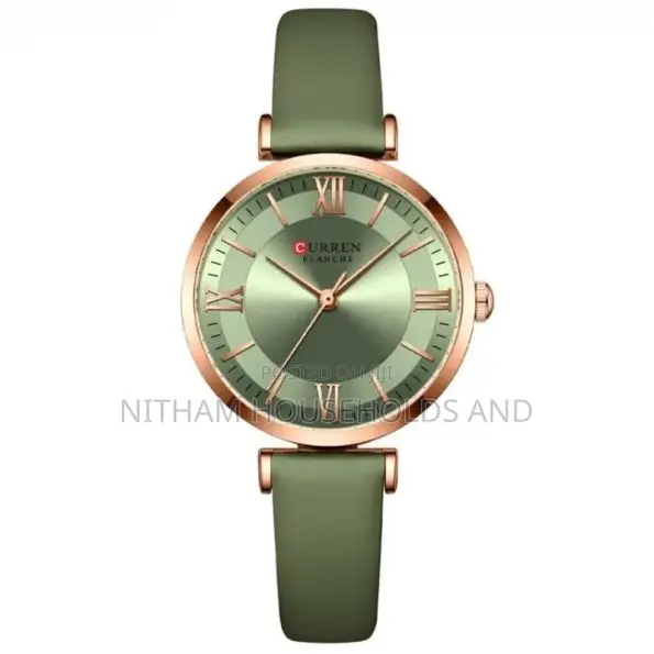 Curren 9079 Luxury Leather Strap Watch for Women