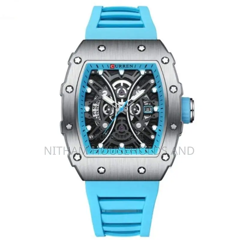 Curren 8438 Rectangular Luminous Silicone Watch for Men
