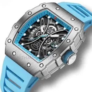 Curren 8438 Rectangular Luminous Silicone Watch for Men