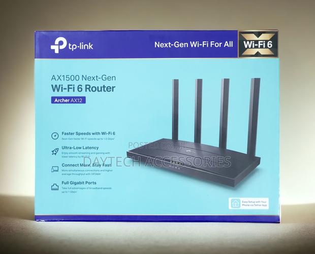 Tp-Link Archer Ax12 Ax1500 Wi-Fi 6 Router - Black - main view