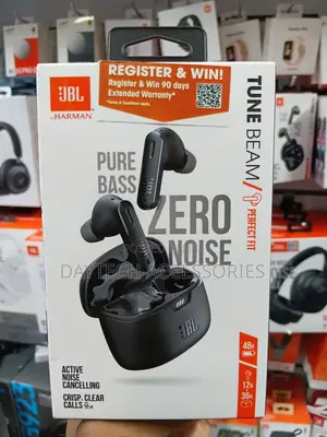 These Are JBL Tune Beam True Wireless Earbuds in Black.