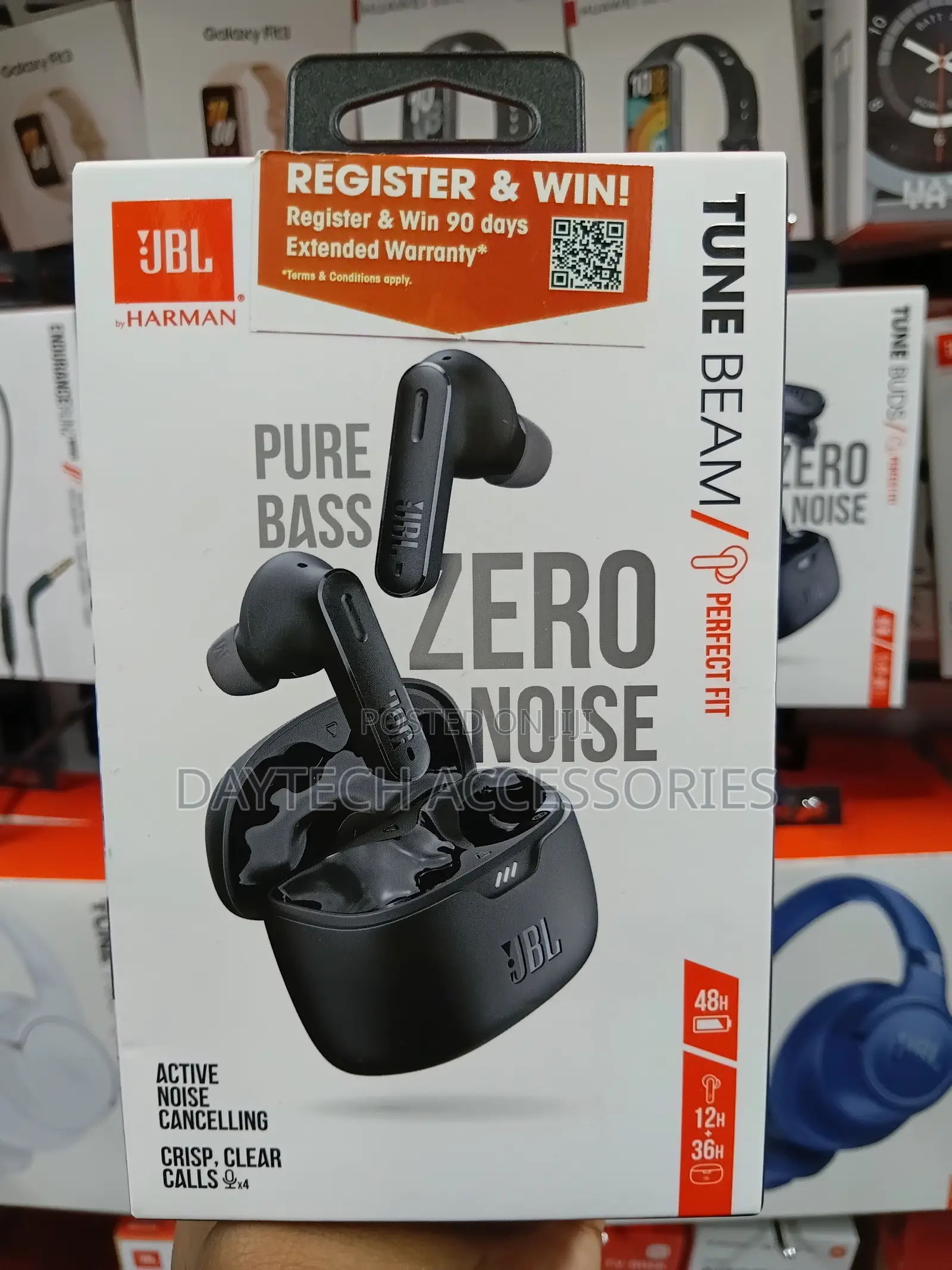 These Are JBL Tune Beam True Wireless Earbuds in Black.