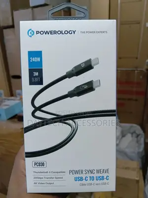 Powerology Power Sync Weave 240w Usb-C to Usb-C 3m
