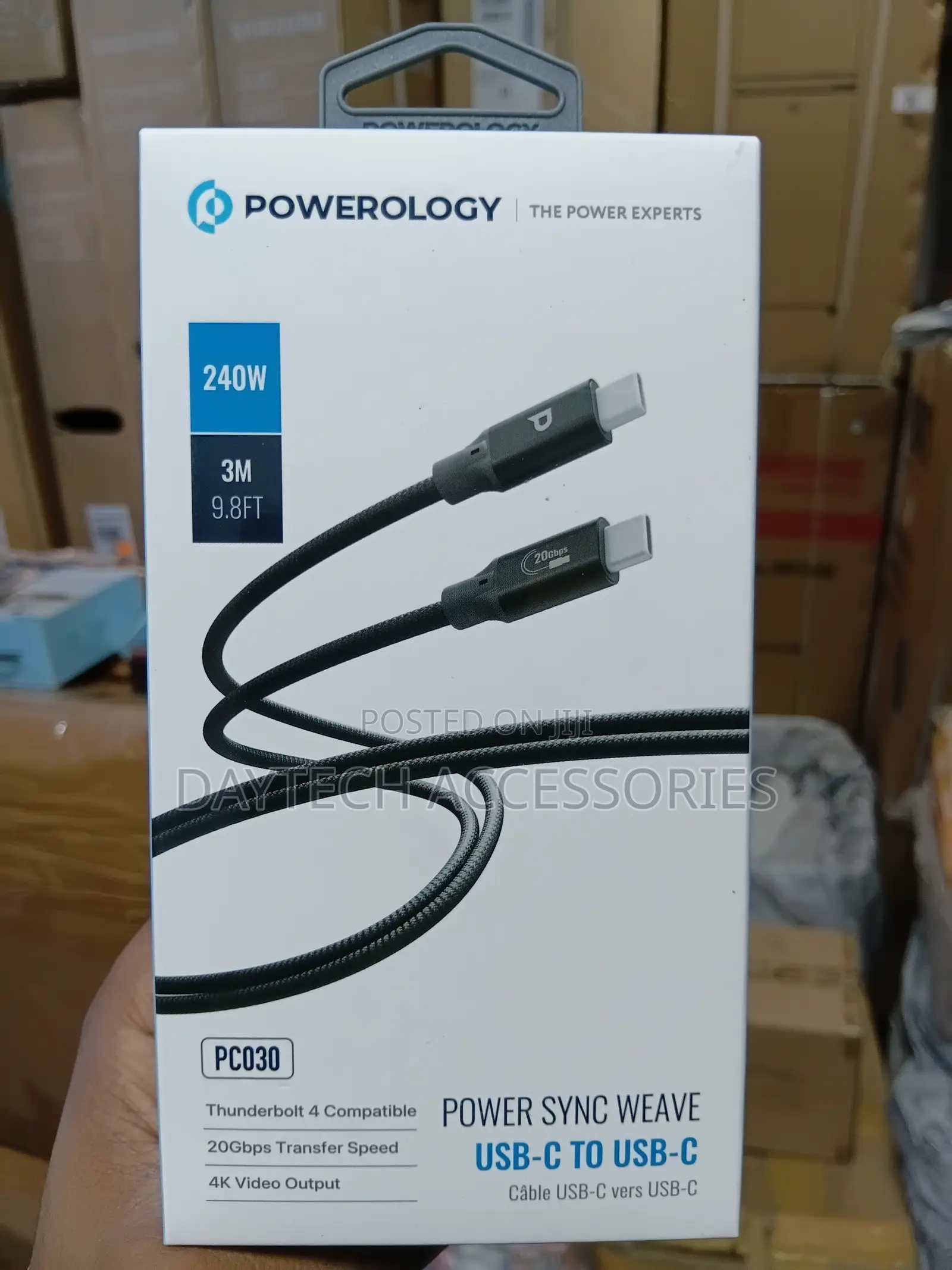 Powerology Power Sync Weave 240w Usb-C to Usb-C 3m Cable