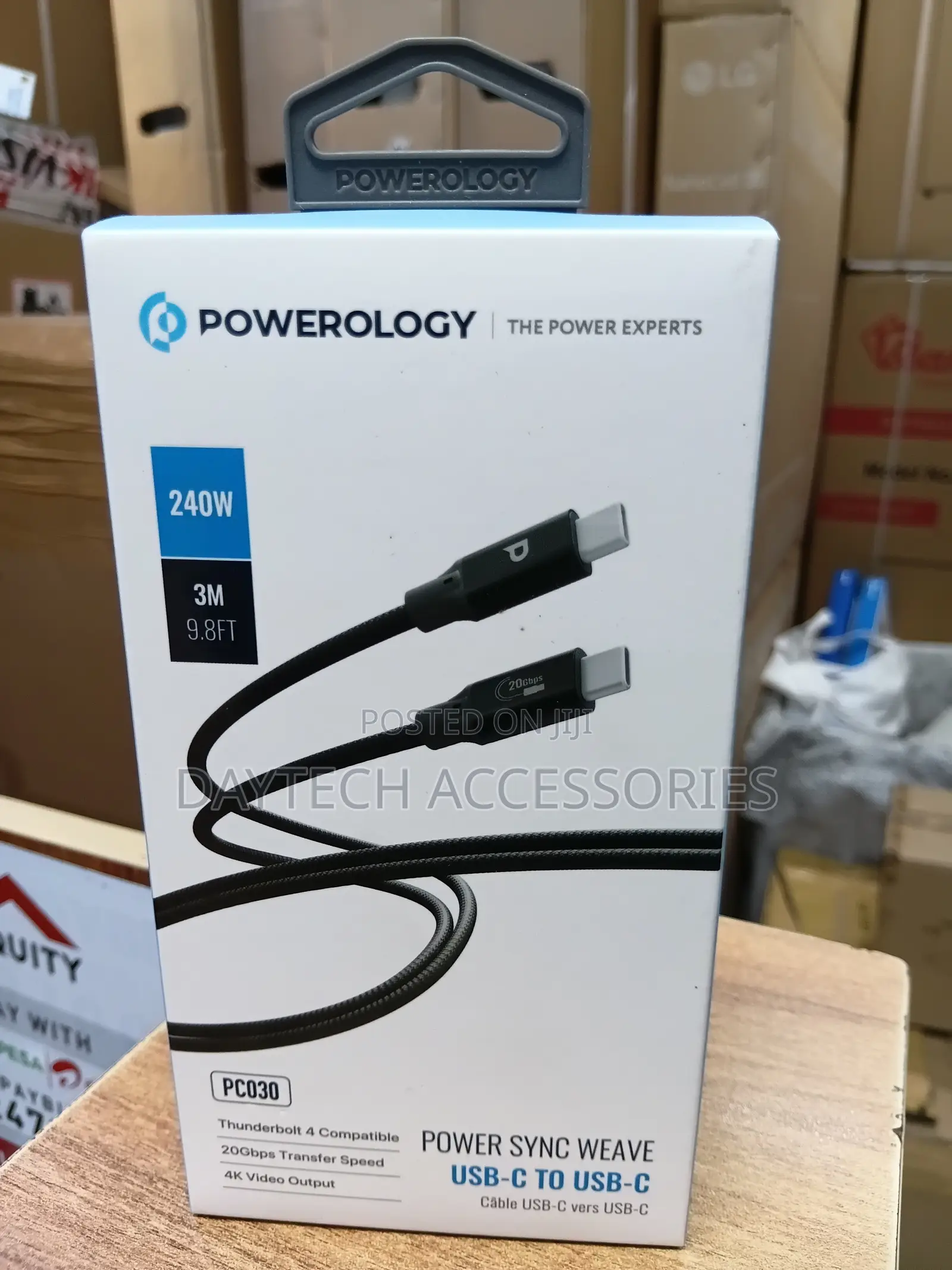Powerology Power Sync Weave 240w Usb-C to Usb-C 3m Cable