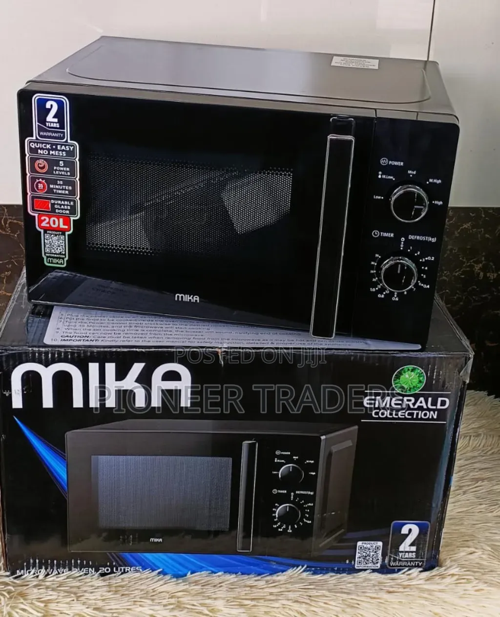 Black 20 Litres Mika Manual Microwave