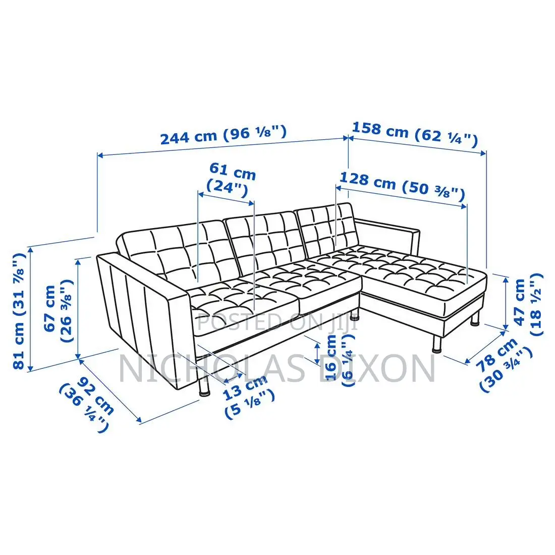 3 Seater Sofa With Chaise and Ottoman