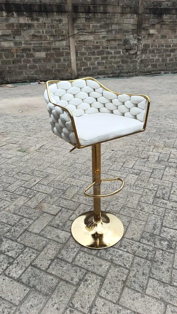 White Goldish Counter Stool