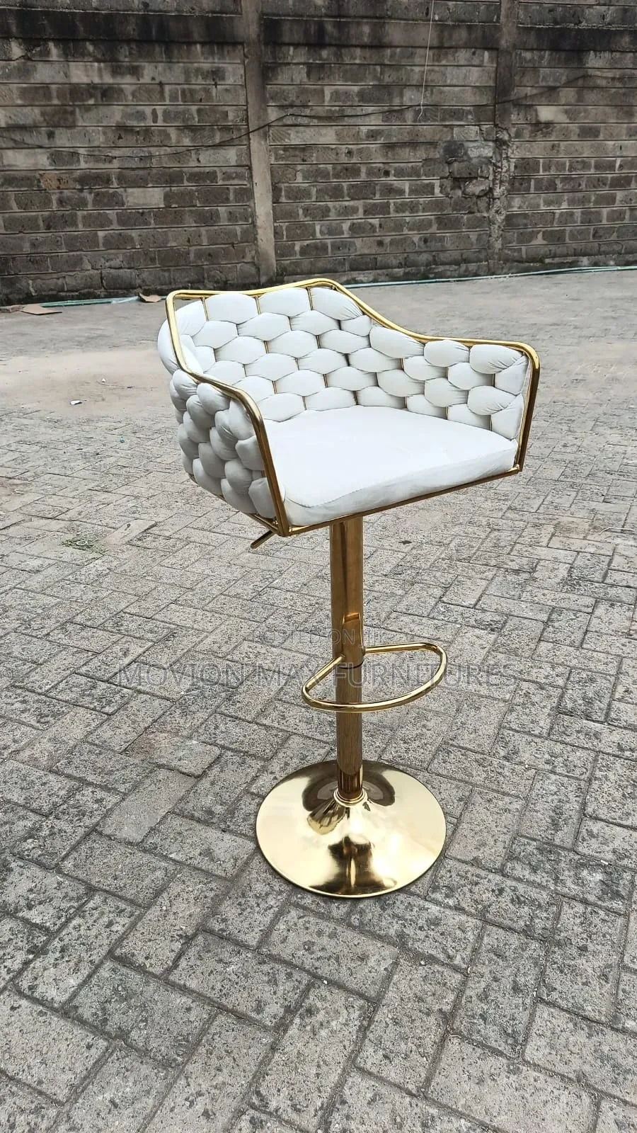 White Goldish Counter Stool