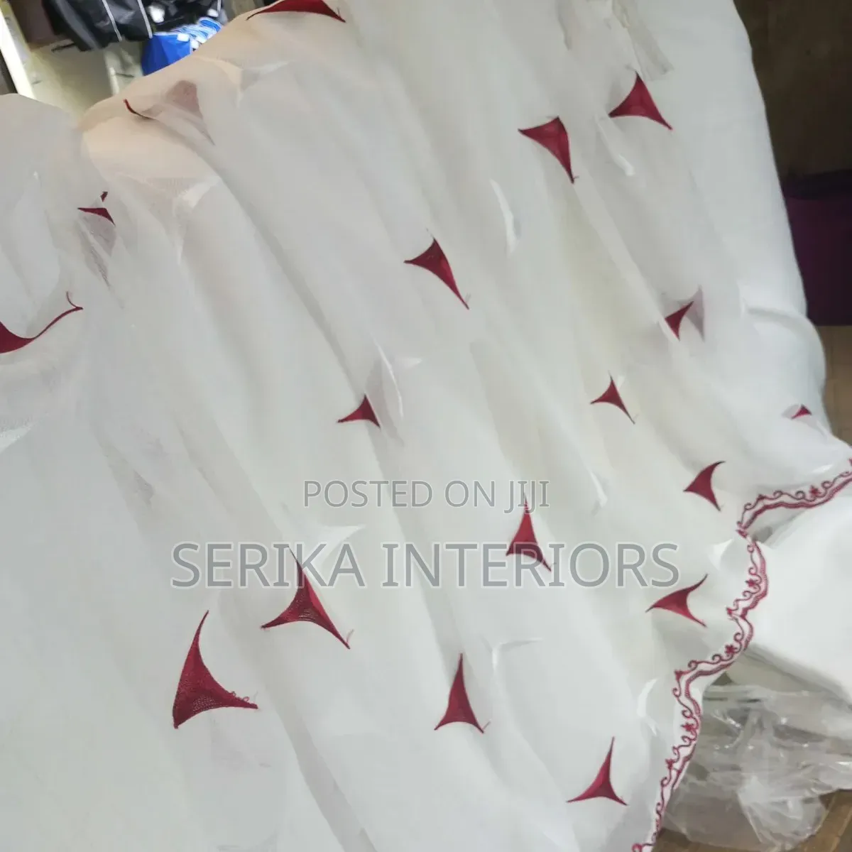 White Maroon Sheers Sheers Environmental Friendly Approved