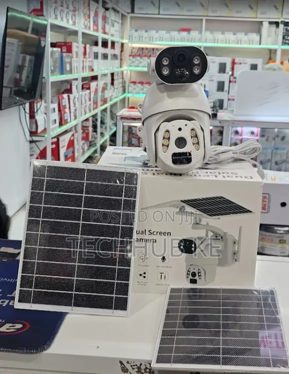 Solar PTZ Security Camera Dual Lens Outdoor CCTV With Phone Monitoring