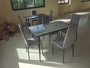 Fabric Chair Dinning Top Glass Table